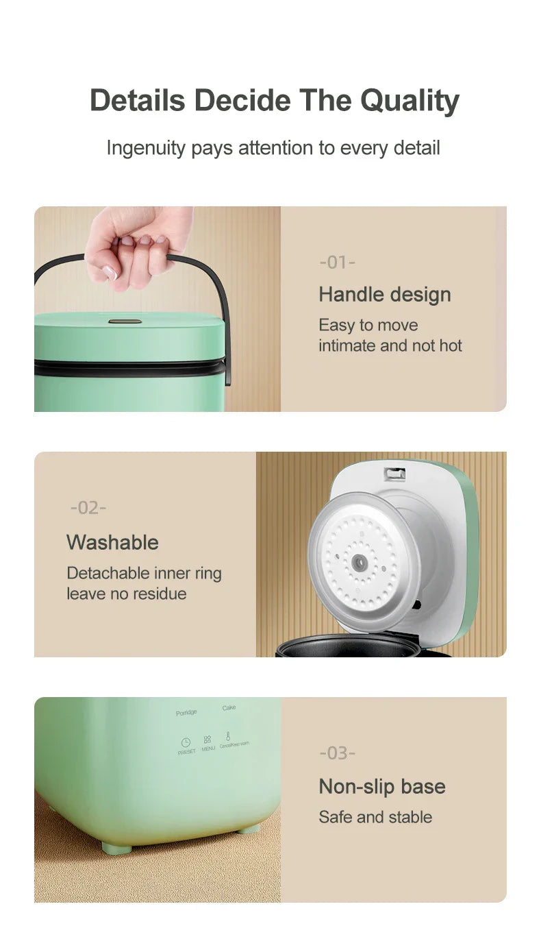 Mini Panela Elétrica de Arroz 1,2L – Cozinha Automática, Antiaderente