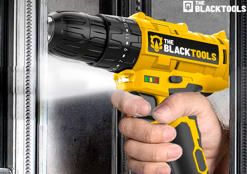 Parafusadeira E Furadeira De Impacto 3/8 The Black Tools Tb21-pz Com 2 Baterias E Acessorios