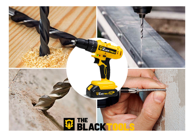 Parafusadeira E Furadeira De Impacto 3/8 The Black Tools Tb21-pz Com 2 Baterias E Acessorios