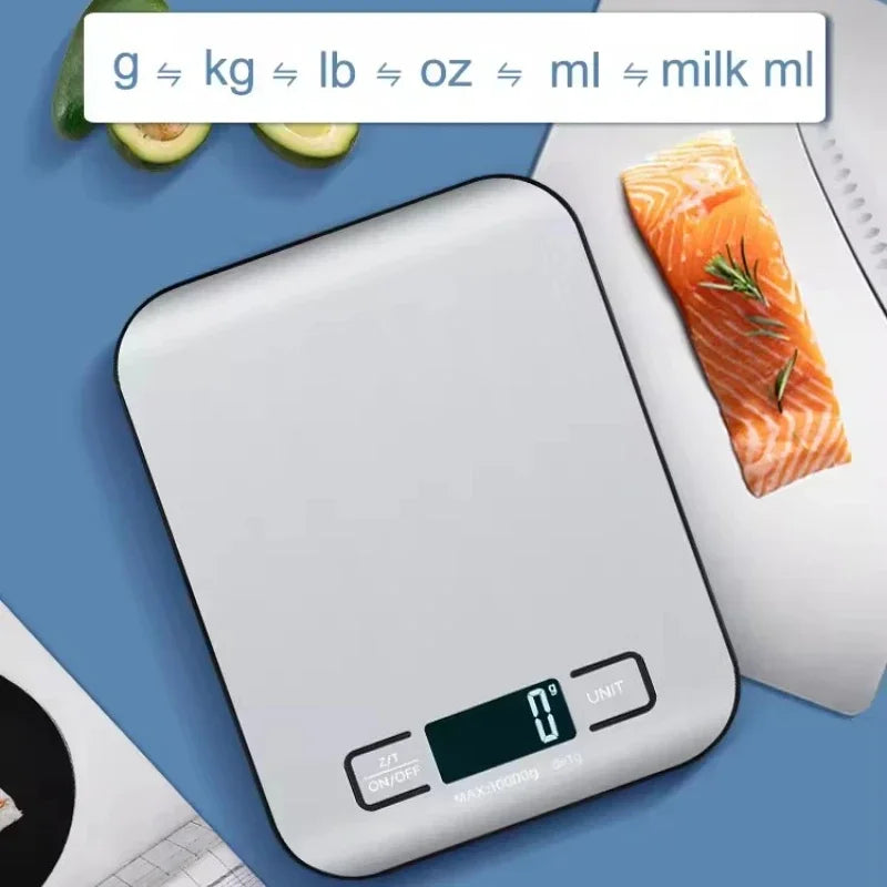 Balança Digital de Cozinha Inox com Display LED – 5kg/1g de Precisão, Portátil e Multiuso