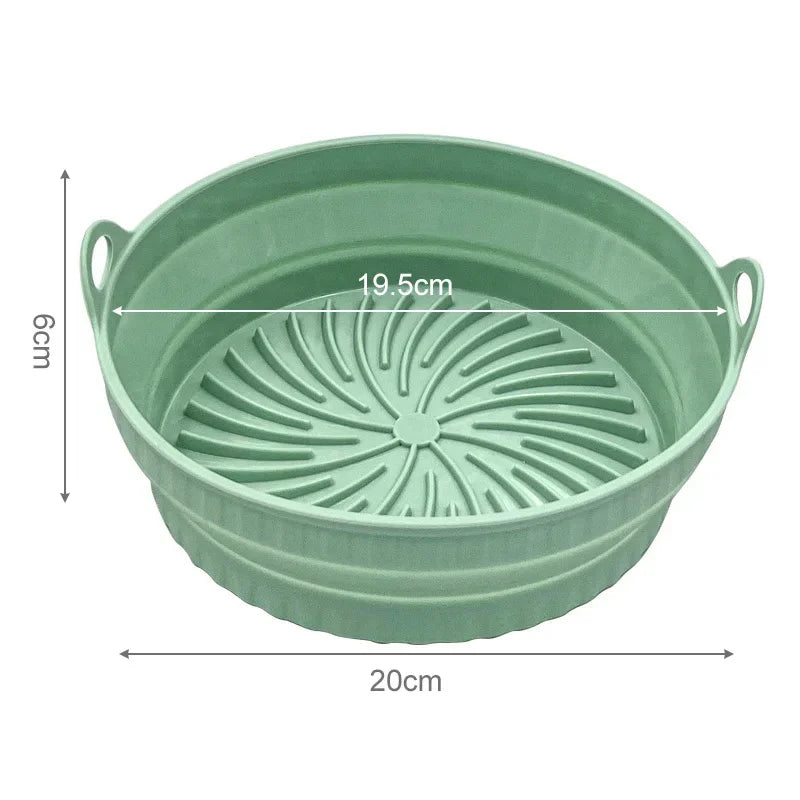 Cesto de Silicone Dobrável para Air Fryer – Reutilizável, Antiaderente e Resistente ao Calor