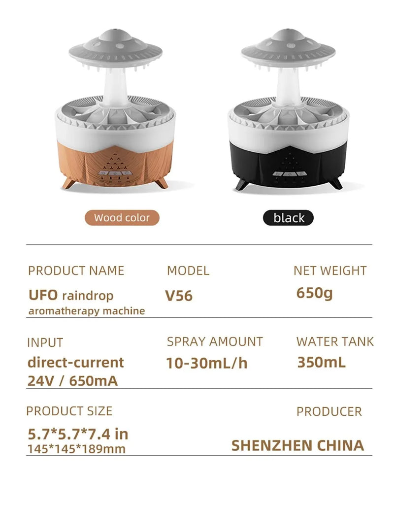 Aierwill UFO Umidificador de Ar Ultrassônico com Aromaterapia – Difusor de Óleos Essenciais com Controle Remoto