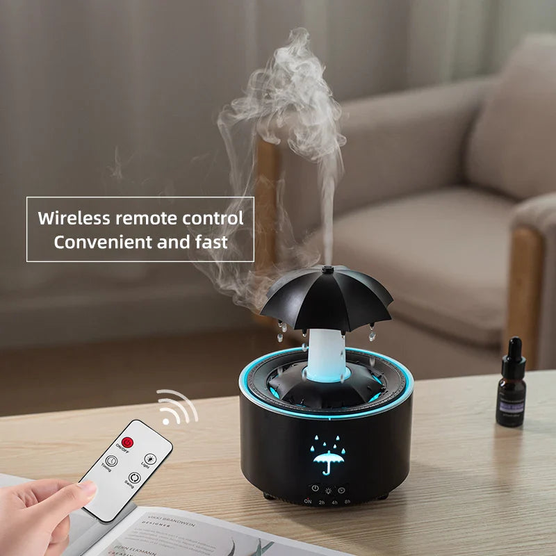Umidificador Nuvem Chuva – Difusor de Óleos Essenciais, Luminária Noturna e Fonte Decorativa