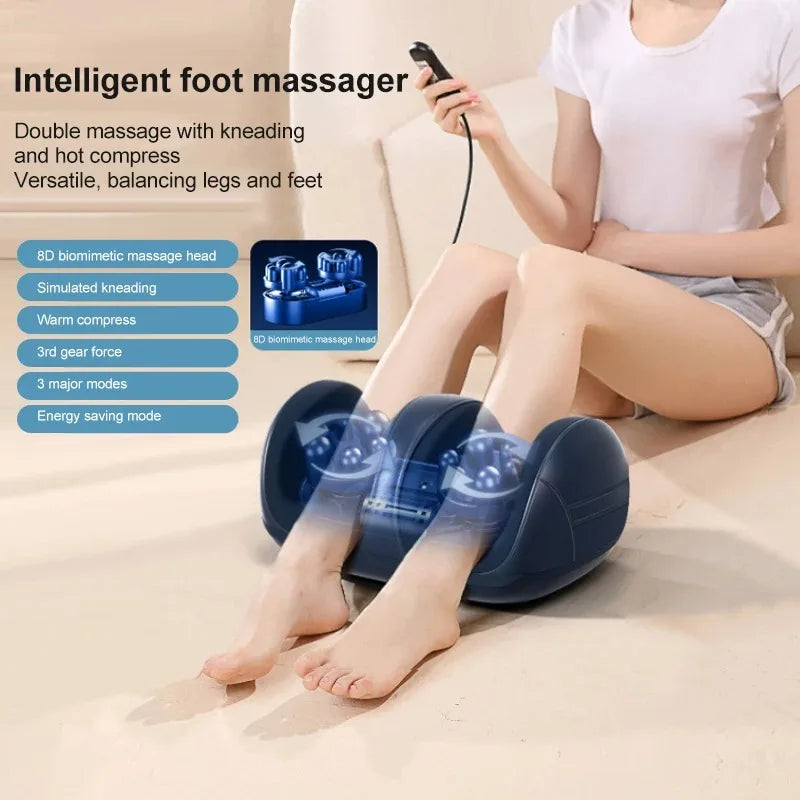 Extra Big Massageador Elétrico para Pés e Panturrilhas – Shiatsu com Calor Terapêutico e Alívio Profundo da Fadiga