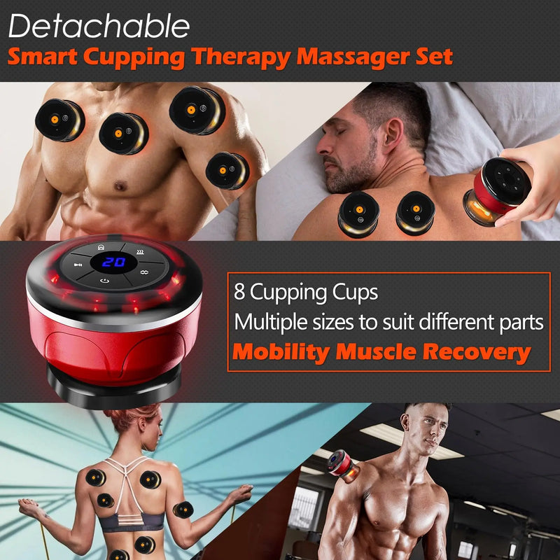 Massageador Elétrico 4 em 1 – Ventosas a Vácuo, Gua Sha, EMS e Terapia Magnética Anticelulite