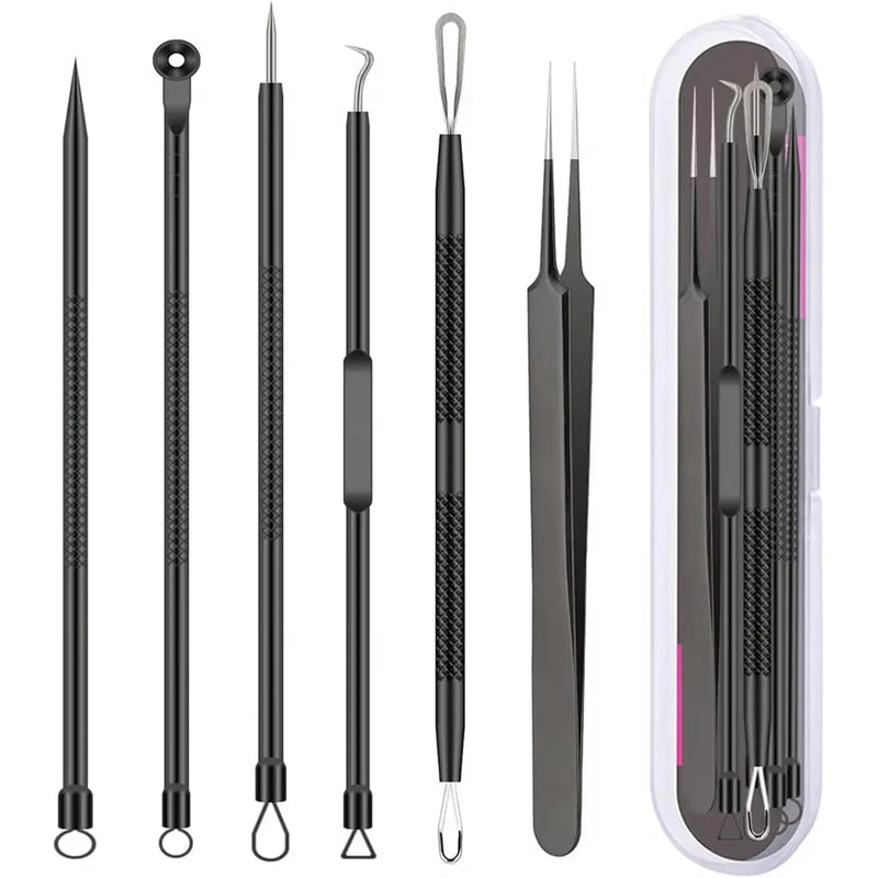 Kit Removedor de Cravos e Espinhas – 6 Peças Profissionais em Aço Inoxidável