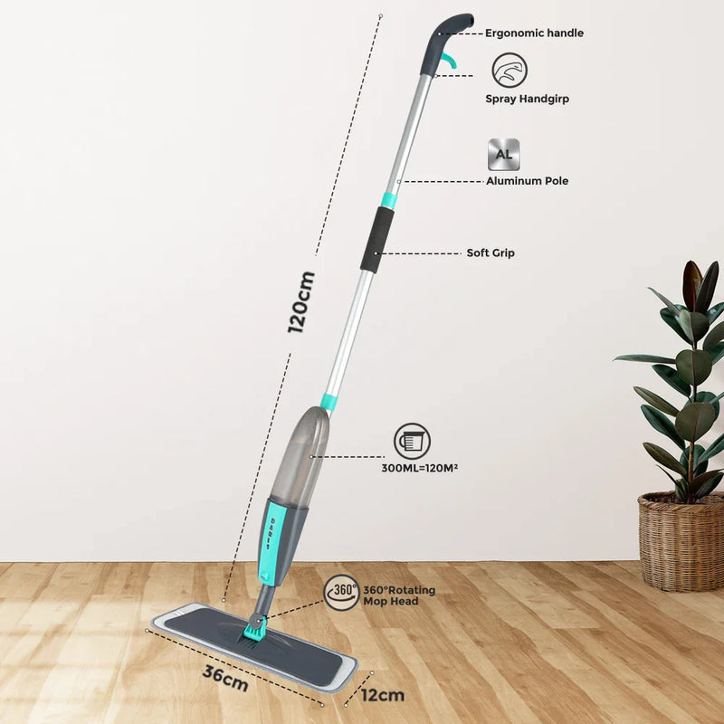 Vassoura magica – Mopa Rotativa 360° com Spray e Pads de Microfibra