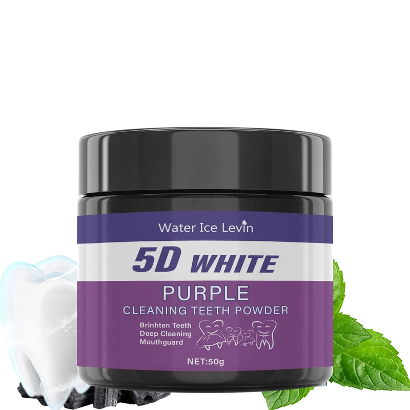 Pó Roxo Clareador Dental – Limpeza Profunda & Dentes Mais Brancos em 5 Dias