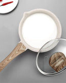 Conjunto de Panelas Antiaderente Maifan Stone – Frigideira, Panela de Leite e Panela de Sopa com Cabo de Madeira