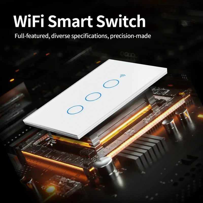 Interruptor Inteligente Wi-Fi + Bluetooth Tuya – Sem Neutro, Touch, Compatível com Alexa e Google Home