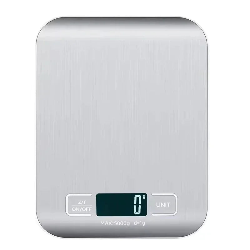 Balança Digital de Cozinha Inox com Display LED – 5kg/1g de Precisão, Portátil e Multiuso