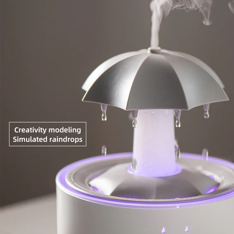 Umidificador Nuvem Chuva – Difusor de Óleos Essenciais, Luminária Noturna e Fonte Decorativa