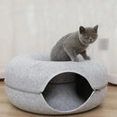 Cama Donut em Feltro para Gatos – Conforto e Brincadeira em Um Só Produto