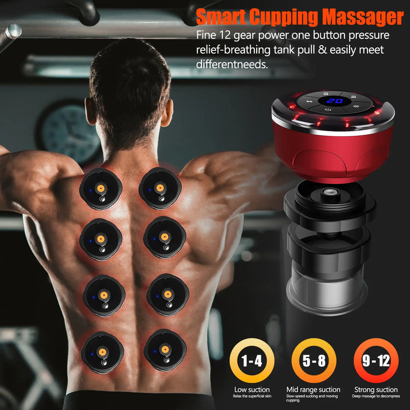 Massageador Elétrico 4 em 1 – Ventosas a Vácuo, Gua Sha, EMS e Terapia Magnética Anticelulite