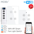Moes WiFi + RF Smart Ceiling Fan & Light Switch – Controle por App, Voz e RF Remote