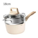 Conjunto de Panelas Antiaderente Maifan Stone – Frigideira, Panela de Leite e Panela de Sopa com Cabo de Madeira