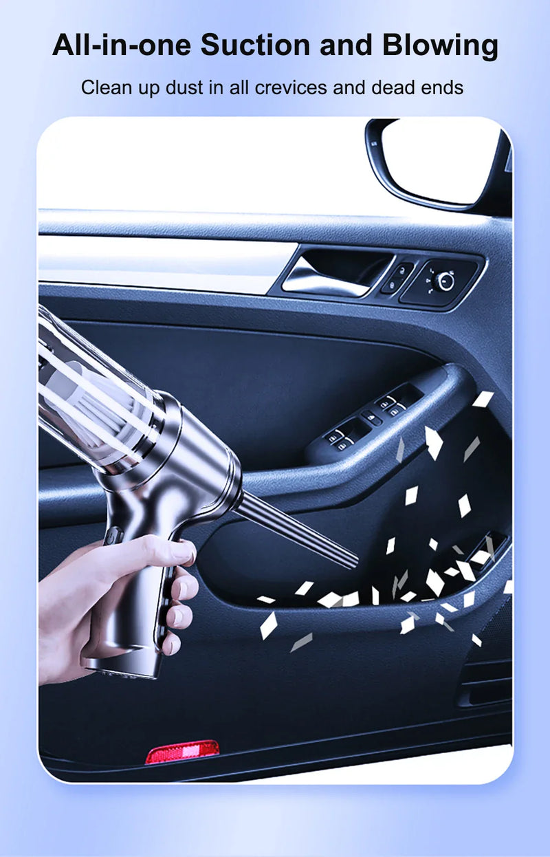 Aspirador Portátil sem Fio – Alta Sucção para Carro e Casa