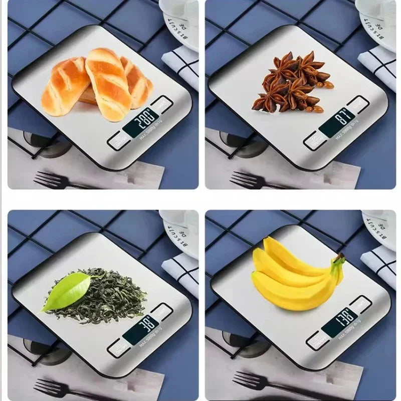 Balança Digital de Cozinha Inox com Display LED – 5kg/1g de Precisão, Portátil e Multiuso