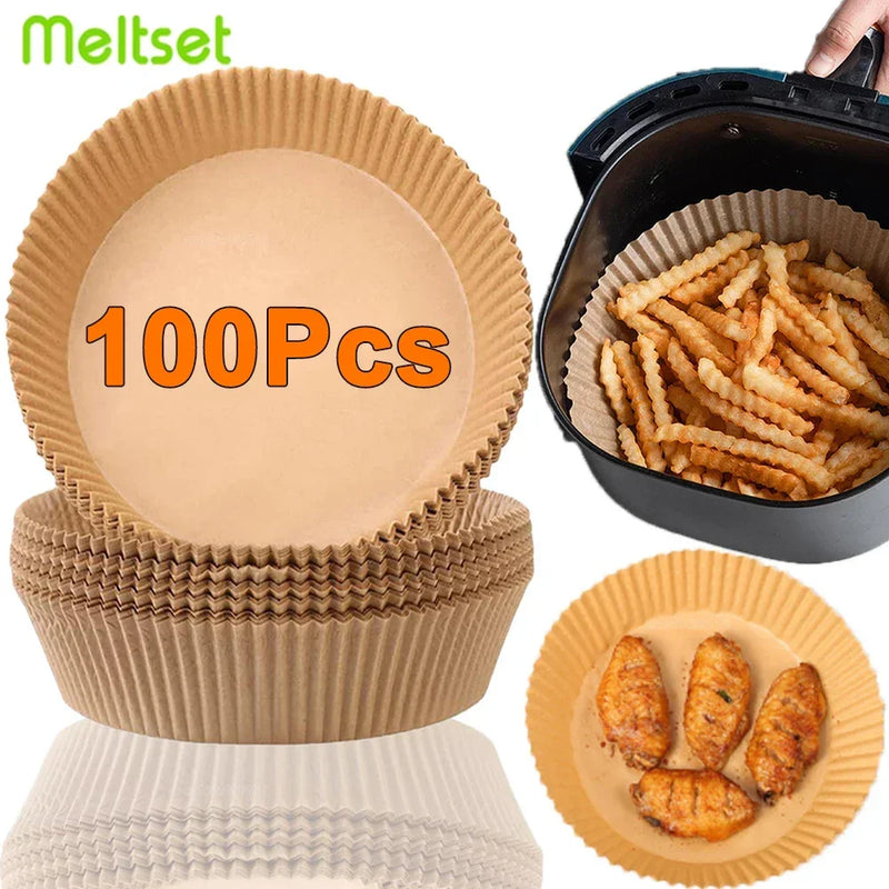Forma Descartável Antiaderente para Air Fryer | Forros Redondos Resistentes ao Calor