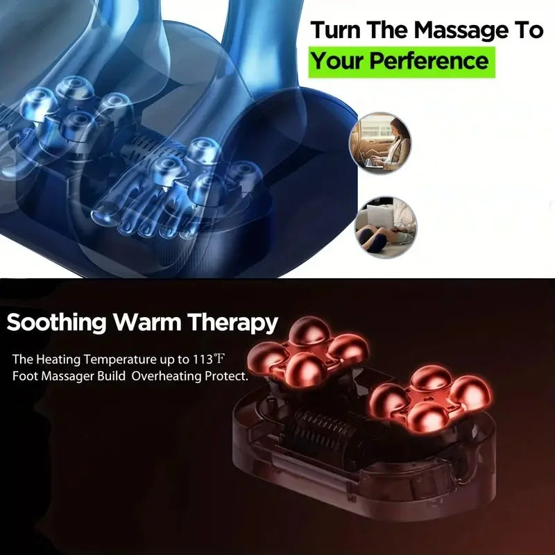 Extra Big Massageador Elétrico para Pés e Panturrilhas – Shiatsu com Calor Terapêutico e Alívio Profundo da Fadiga