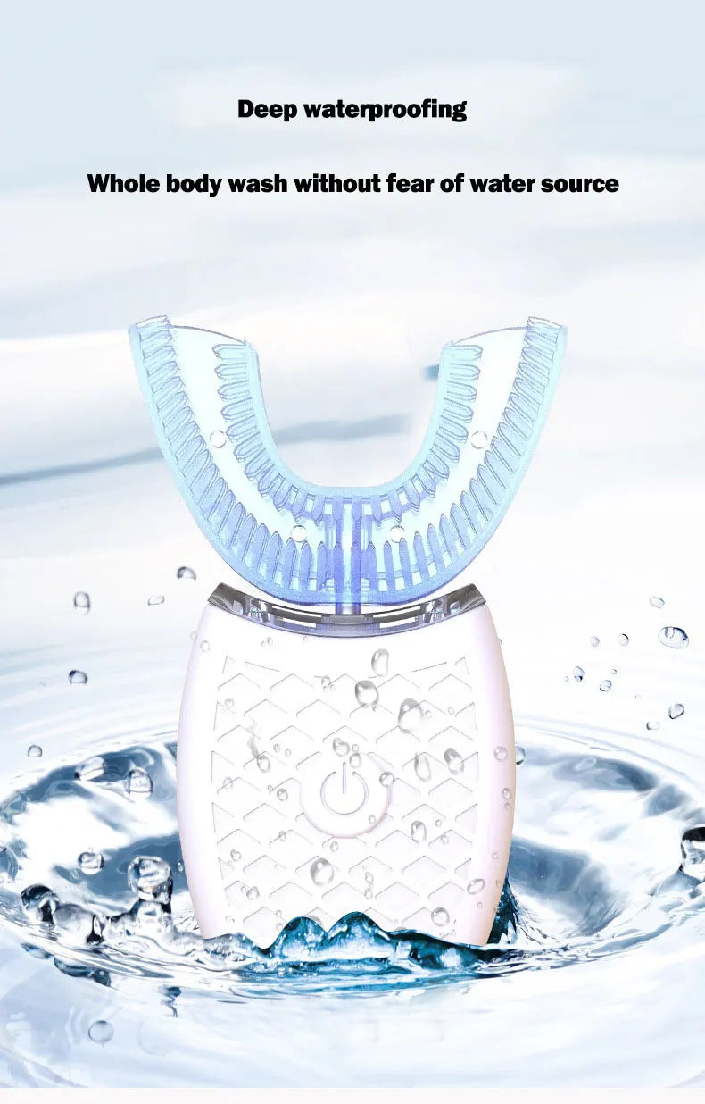 Escova de Dentes Elétrica U-Type 360° – Silicone, Sônica, USB Recarregável, À Prova d’Água