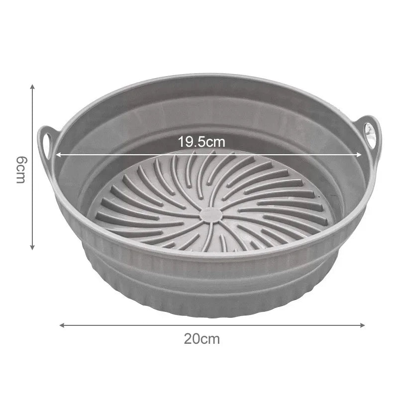 Cesto de Silicone Dobrável para Air Fryer – Reutilizável, Antiaderente e Resistente ao Calor