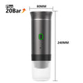 Máquina de Café Espresso Portátil 3 em 1 – 20 Bares de Pressão, Recarregável via USB, Para Cápsulas e Café Moído