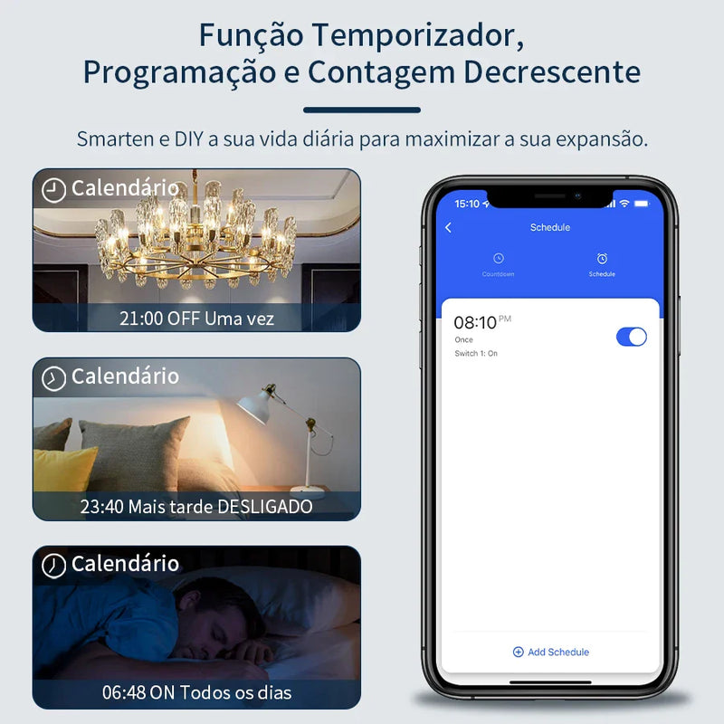 Interruptor Inteligente Tuya WiFi Padrão 4x4 – 4/6/8 Teclas Touch com Controle por Voz (Alexa/Google Home)
