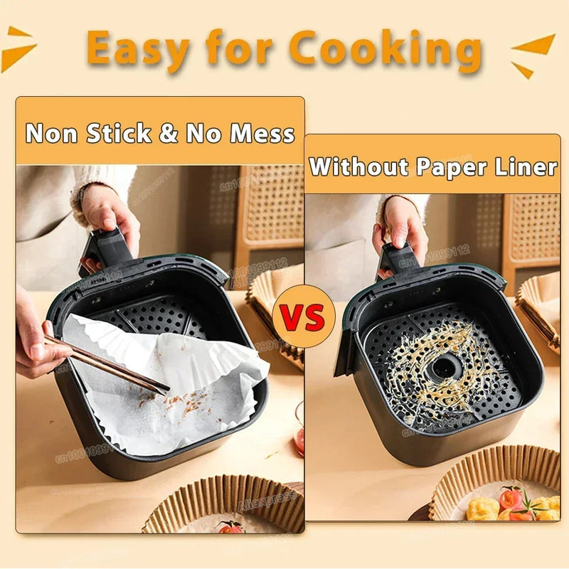 Forma Descartável Antiaderente para Air Fryer | Forros Redondos Resistentes ao Calor