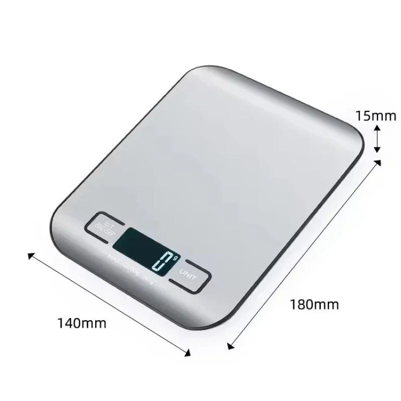 Balança Digital de Cozinha Inox com Display LED – 5kg/1g de Precisão, Portátil e Multiuso