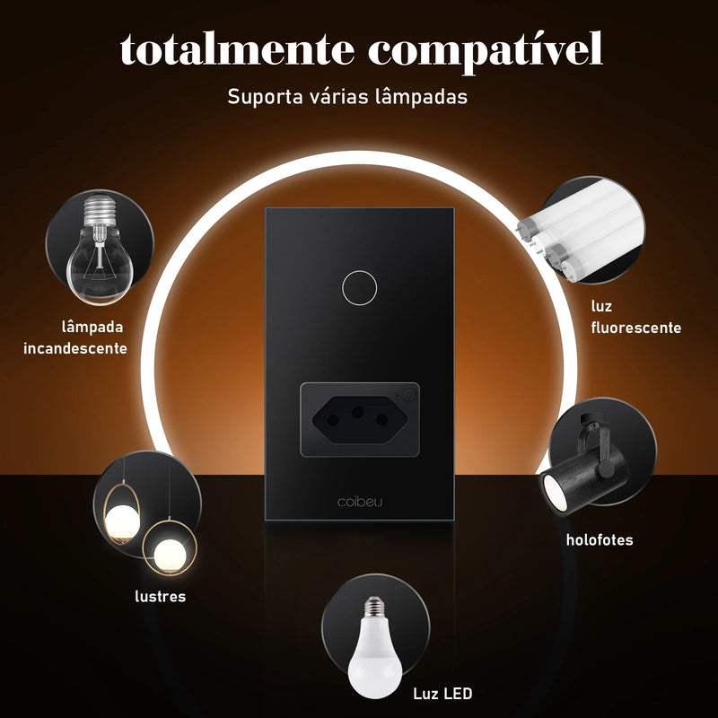 Interruptor Inteligente Wi-Fi Touch com Alexa e Tuya – Controle por Voz e Automação Residencial