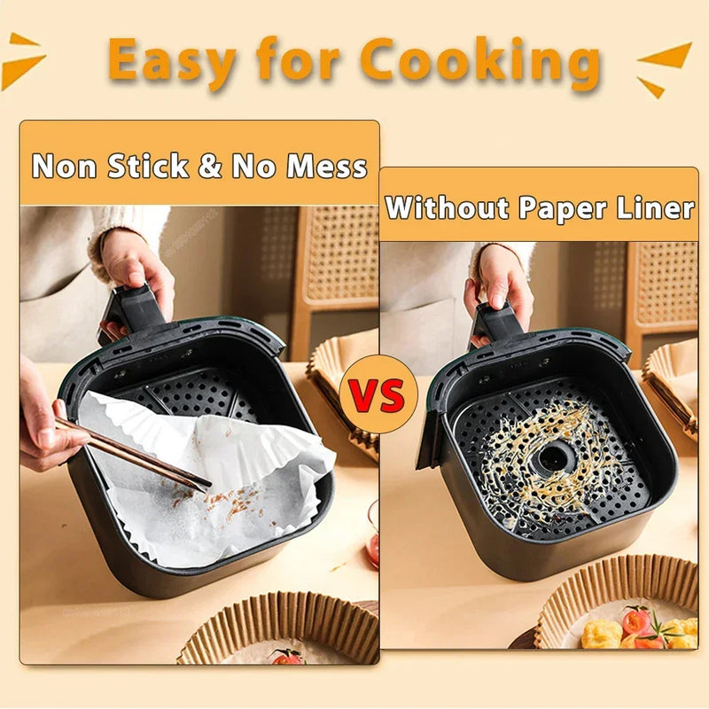 Forma Descartável Antiaderente para Air Fryer | Forros Redondos Resistentes ao Calor