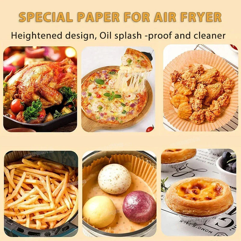 Forma Descartável Antiaderente para Air Fryer | Forros Redondos Resistentes ao Calor