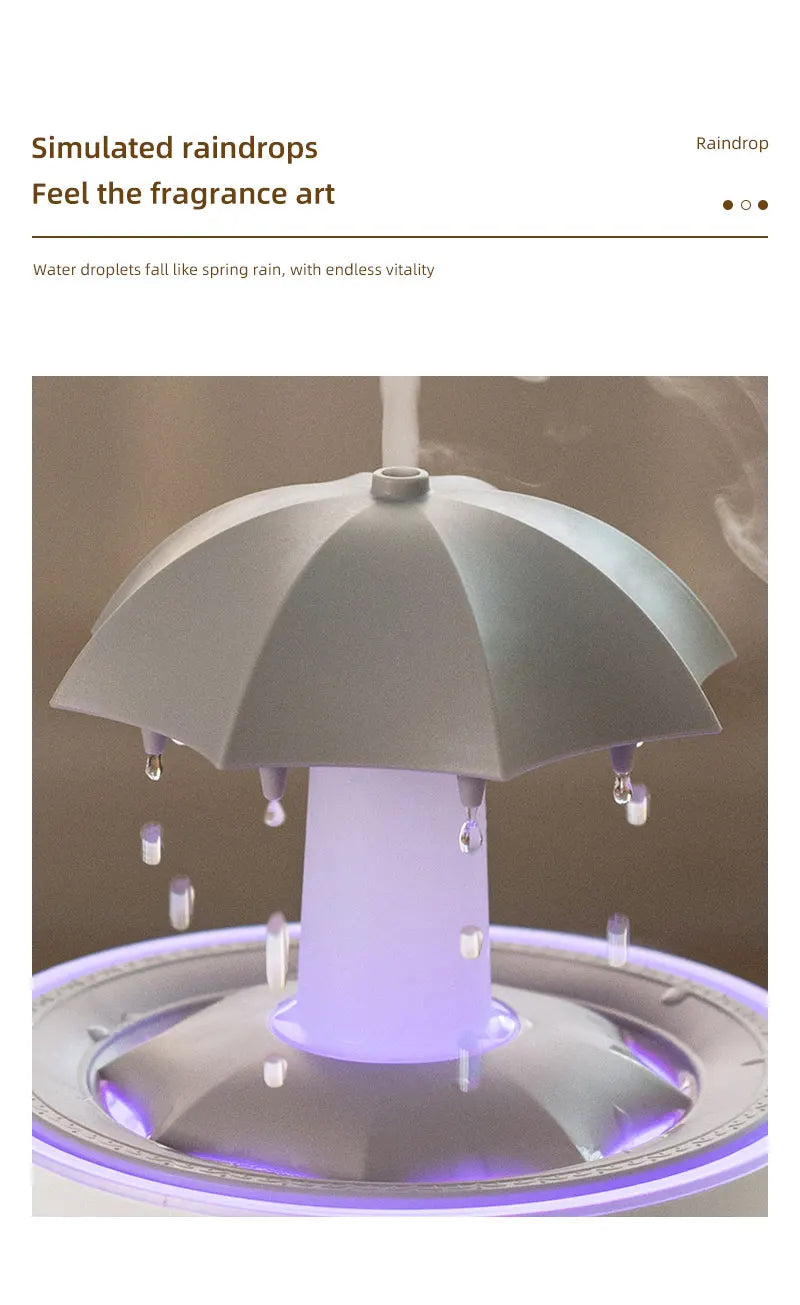 Umidificador Nuvem Chuva – Difusor de Óleos Essenciais, Luminária Noturna e Fonte Decorativa