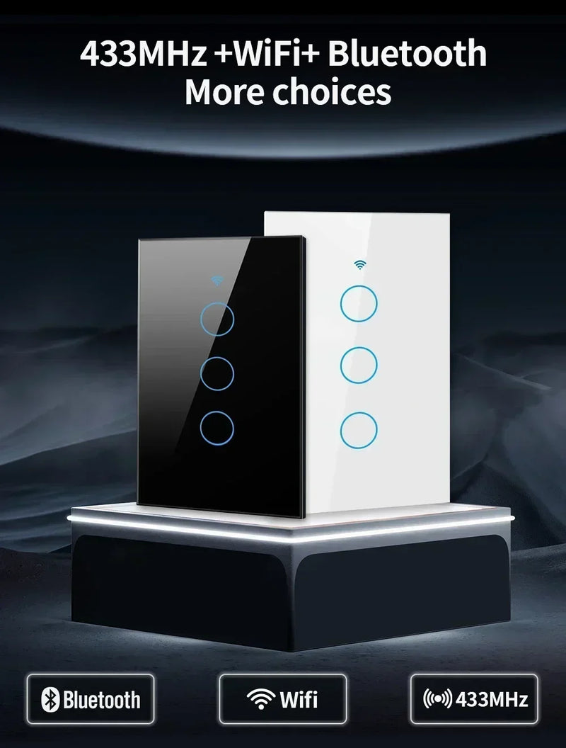 Interruptor Inteligente Wi-Fi + Bluetooth Tuya – Sem Neutro, Touch, Compatível com Alexa e Google Home