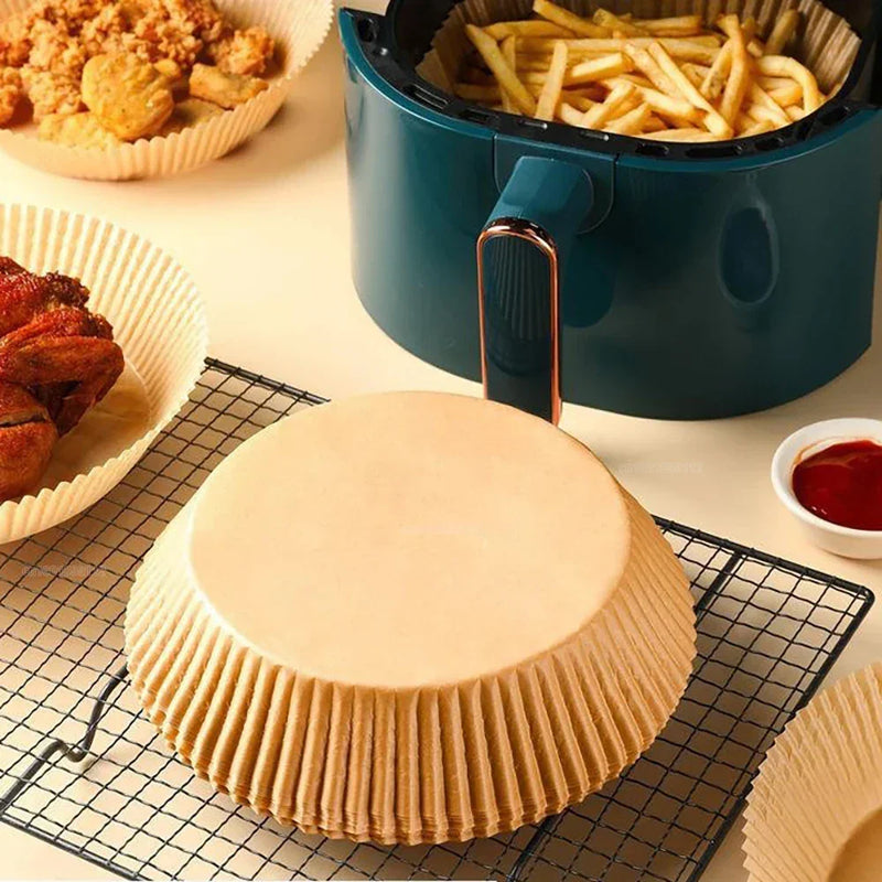 Forma Descartável Antiaderente para Air Fryer | Forros Redondos Resistentes ao Calor