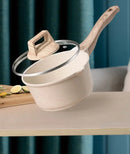 Conjunto de Panelas Antiaderente Maifan Stone – Frigideira, Panela de Leite e Panela de Sopa com Cabo de Madeira