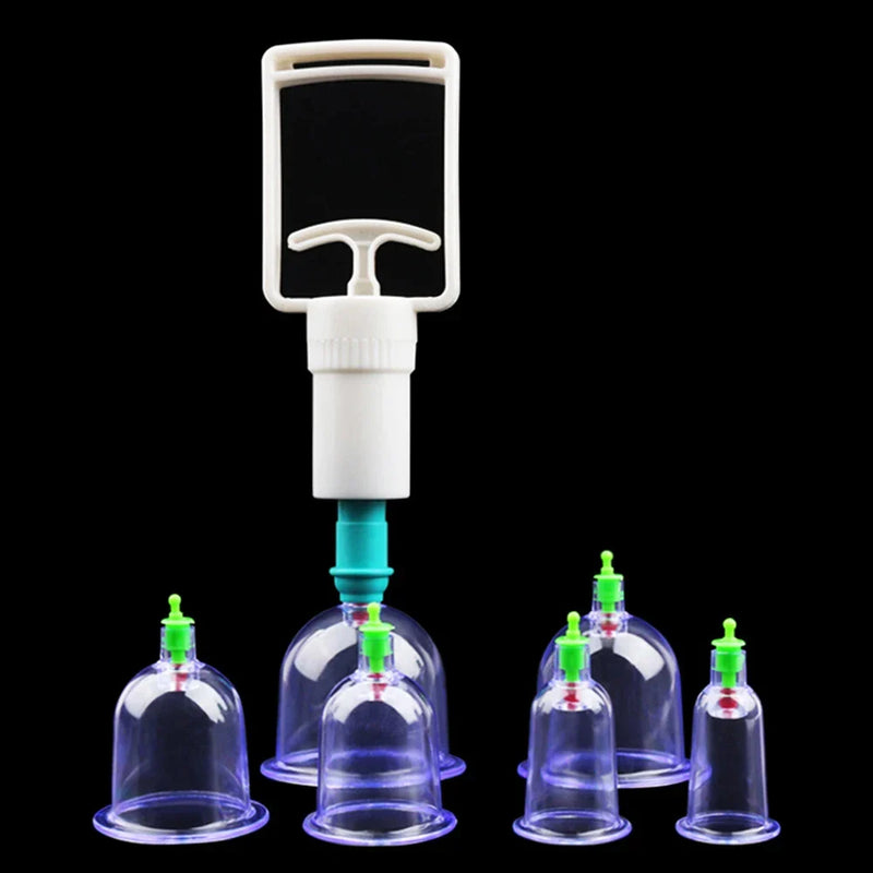 Kit de Ventosas a Vácuo 6 Peças com Bomba Manual – Massagem, Detox e Terapia Anticelulite