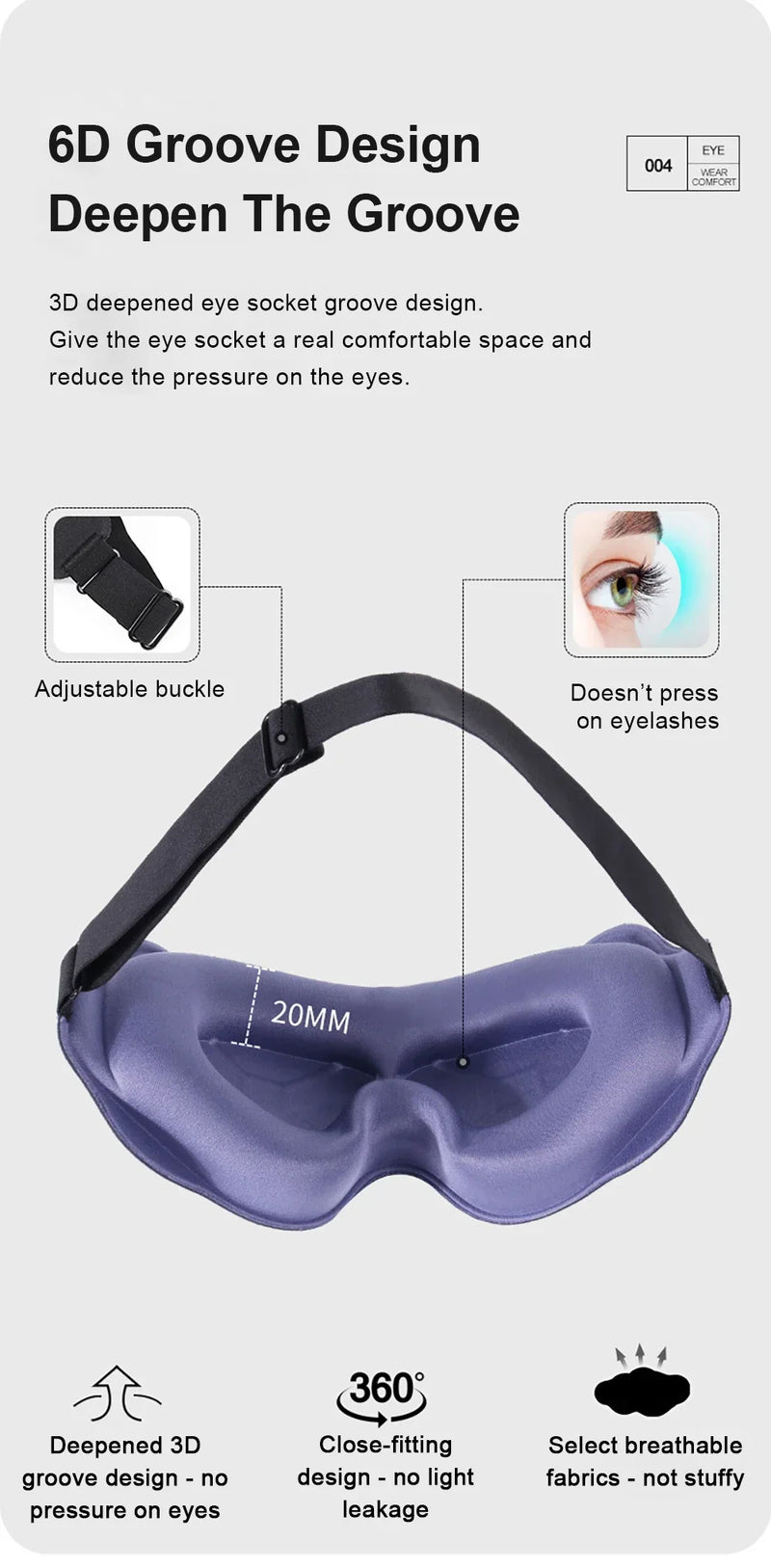 Máscara de Dormir 3D Conforto Total – Bloqueia 100% da Luz & Alívio para os Olhos