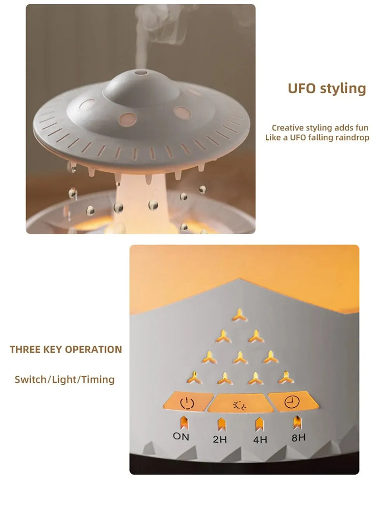 Aierwill UFO Umidificador de Ar Ultrassônico com Aromaterapia – Difusor de Óleos Essenciais com Controle Remoto