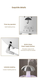 Umidificador Nuvem Chuva – Difusor de Óleos Essenciais, Luminária Noturna e Fonte Decorativa