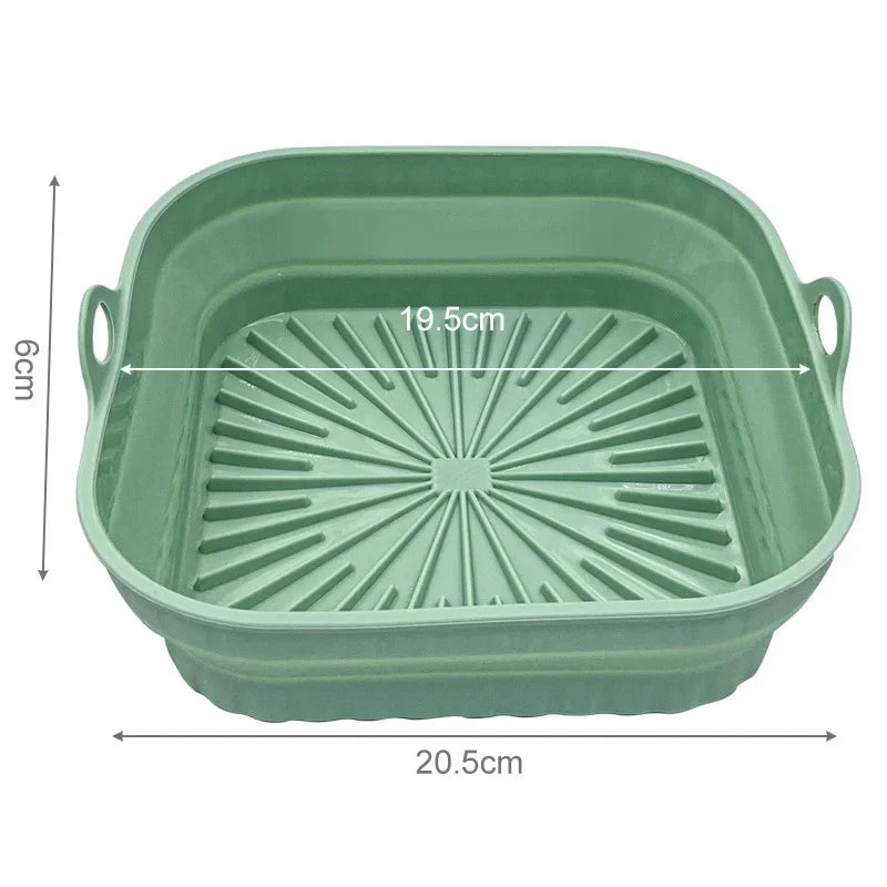 Cesto de Silicone Dobrável para Air Fryer – Reutilizável, Antiaderente e Resistente ao Calor