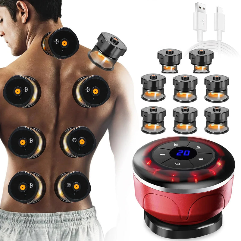 Massageador Elétrico 4 em 1 – Ventosas a Vácuo, Gua Sha, EMS e Terapia Magnética Anticelulite