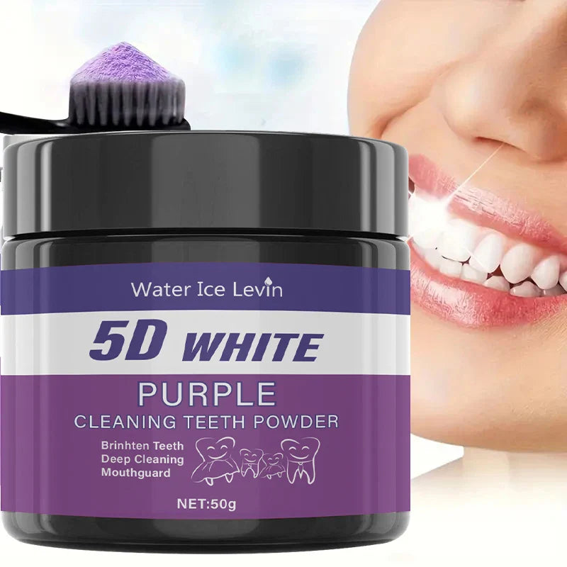 Pó Roxo Clareador Dental – Limpeza Profunda & Dentes Mais Brancos em 5 Dias